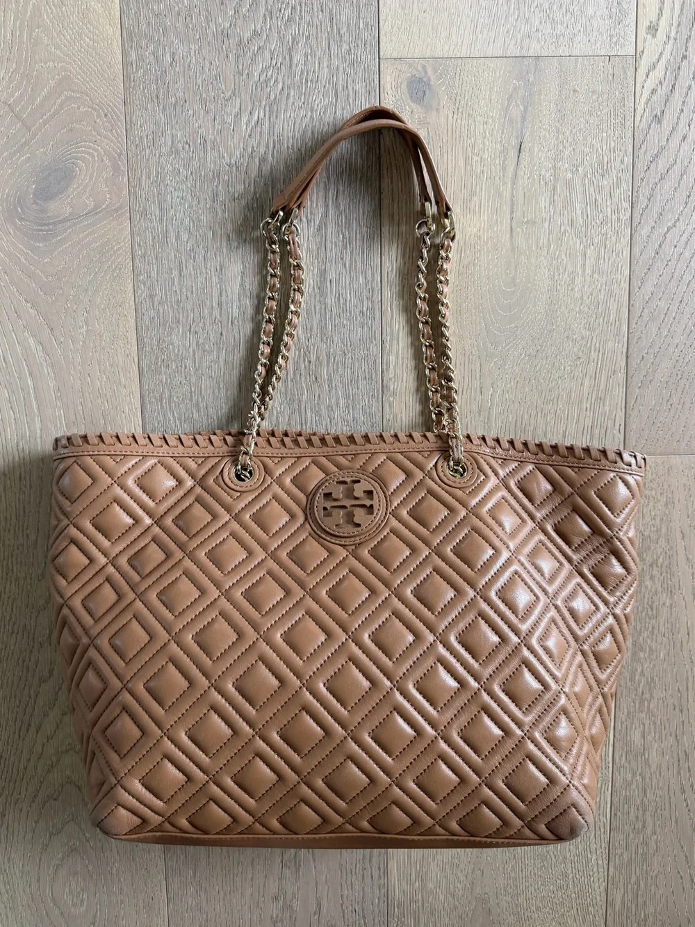 Tory Burch Quilted Lambskin Leather Marion Tote